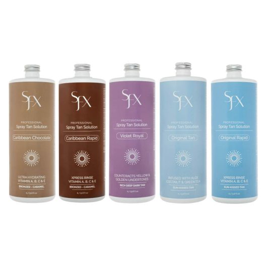 spray tan tanning solution sample pack to try 5 of sunfx most popular solution, the OG first natural spray tanner since 1999