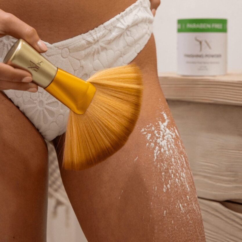professional spray tan self tanning best at home and salon grade tanning sunless natural never fake looking brand that sells all things tanning one stop shop sunless usa america brand affordable equipment and salon tanning products finishing powder brush finishing pwoder for sticky tan