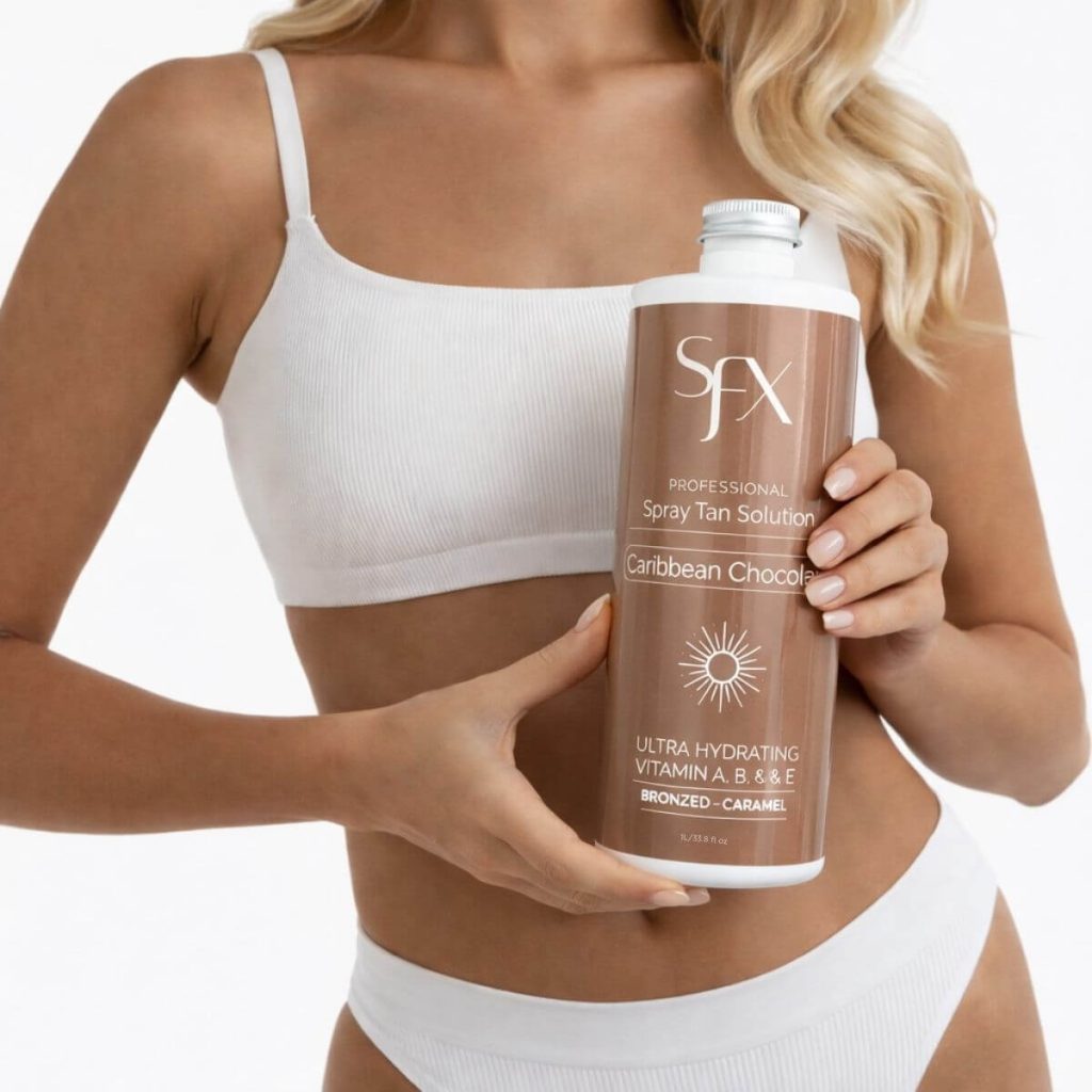 professional spray tanning solution sunfx cleana nd skin loving ingredient best spray tanning solution on the market as of 2026. since 1999 giving the best tans.