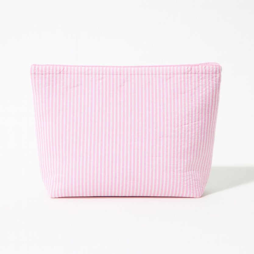 Pink, blue green and orange makeup bag