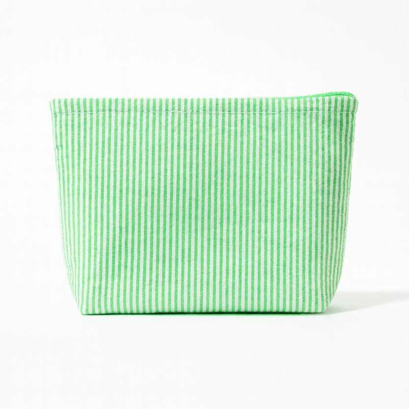 Pink, blue green and orange makeup bag