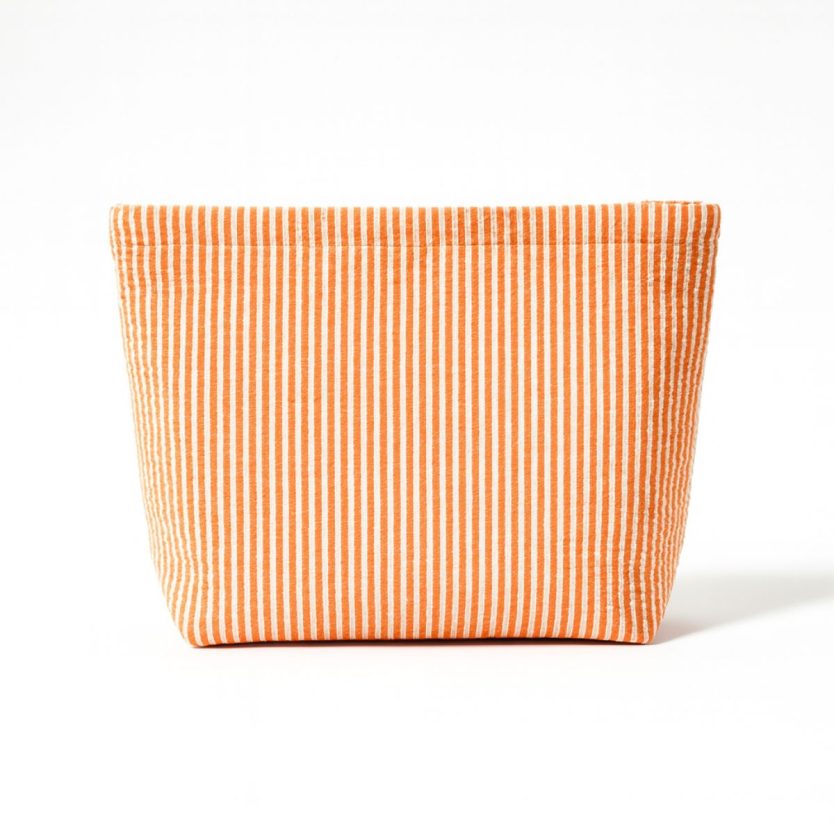 Pink, blue green and orange makeup bag
