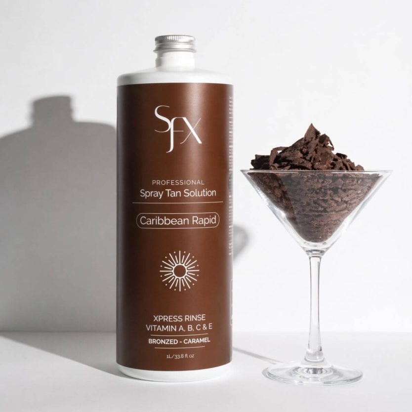 No ornage all natural perfect color and organic formula, sunfx caribbean chocolate rapid quick rinse formula clean beauty spray tanning