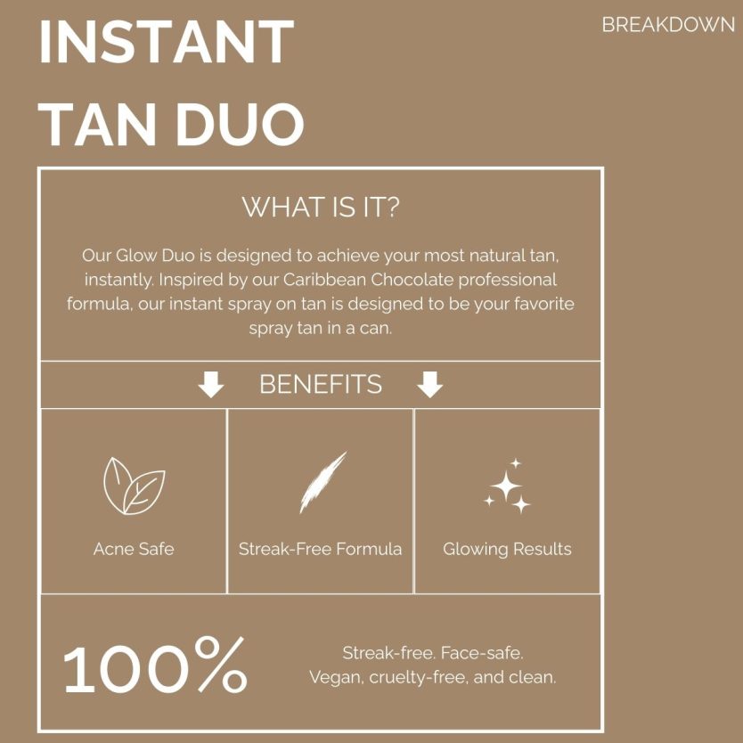 instant tan in a can and mitt duo Travel pack self care body products for traveling and a cute gift