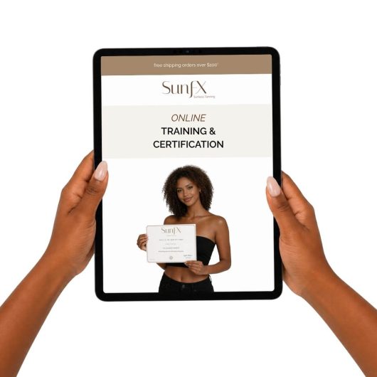 A program designed for spray tan artists and professionals worldwide SunFX Online Spray Tan Training & Certicication. this program and training is awarded the best training since 1999.
