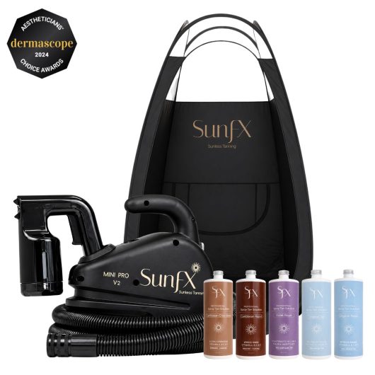 spray tan tanning certification and training with full set up for sunfx. SUnFX spray tan training and equipment package. Your one stop sunless tanning shop.