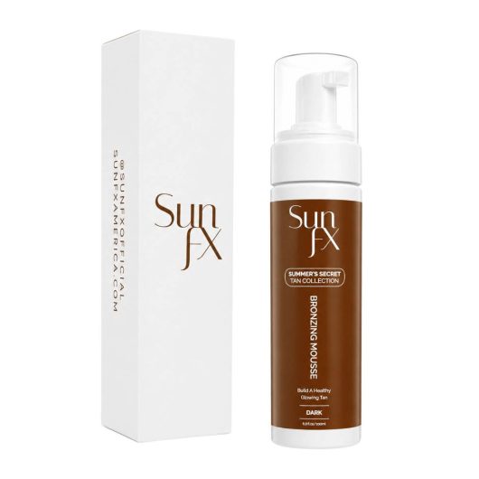 SunFX Dark Mousse and Box - best dark tanning mousse that is healthy glowing tan all natural dark real looking color and tan for all skin types
