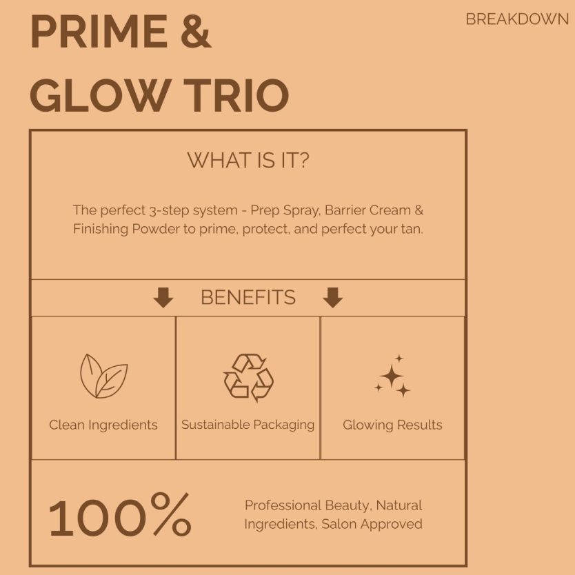 Powder, Scent Drops and brush for spray tanning and self tanning