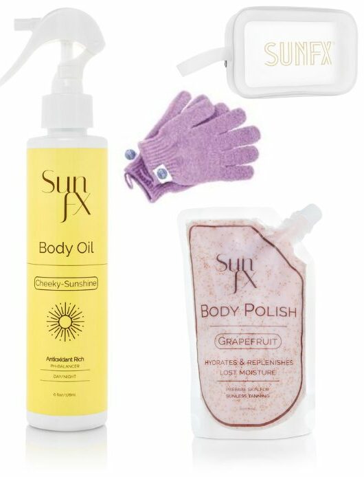 self tan spray tan prep exfoliate scrub polish clean shower grapefruit wash body oil tanning sunless