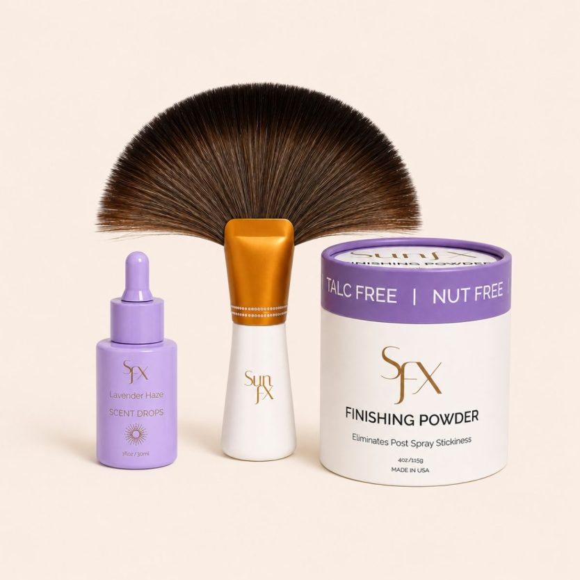 Pro Glow & Go - Finishing Powder, Brush and scent drop bundle for sunfx products