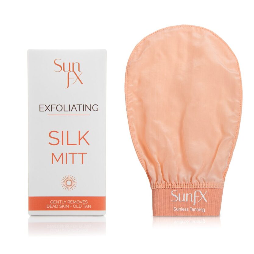 silk exfoliating mitt perfect for prepping skin for tanning self tan spray tan prep all skin types sensitive skin perfect gift