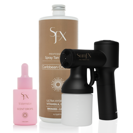 cordless spray tan machine bundle with professional solution and scent drops