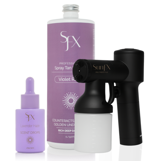 cordless spray tan machine bundle with professional solution and scent drops