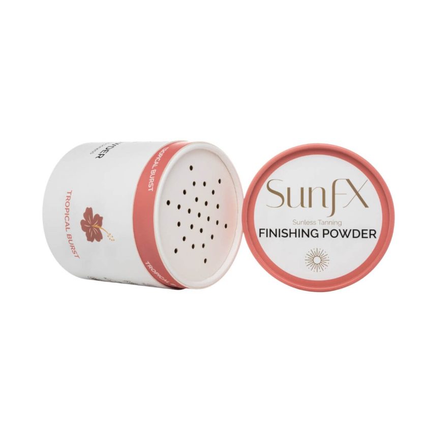 Finsihing powder sunfx best selling award winning to get rid of post spray tan stickiness. Eliminates all tanning stickiness for self tan and spray tan.