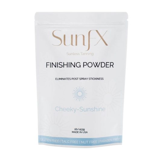 Finsihing powder sunfx best selling award winning to get rid of post spray tan stickiness. Eliminates all tanning stickiness for self tan and spray tan.