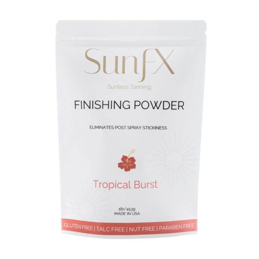 Finsihing powder sunfx best selling award winning to get rid of post spray tan stickiness. Eliminates all tanning stickiness for self tan and spray tan.