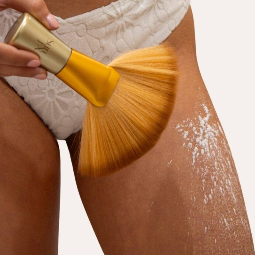 Finsihing powder sunfx best selling award winning to get rid of post spray tan stickiness. Eliminates all tanning stickiness for self tan and spray tan.