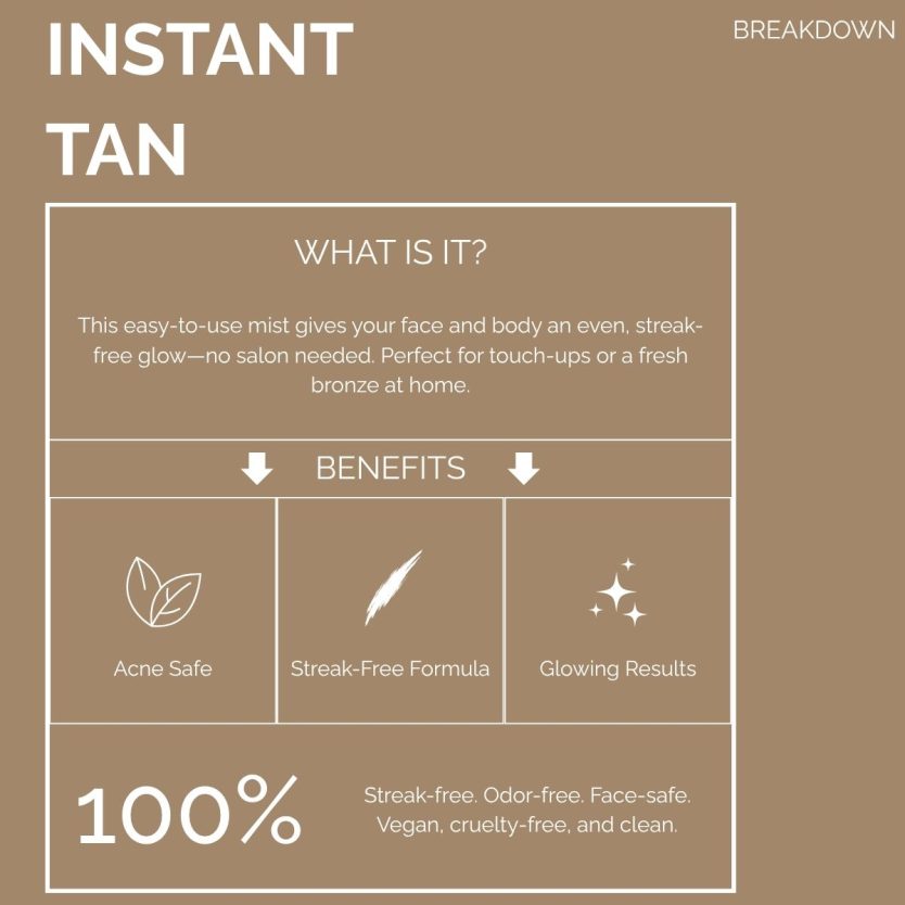 Instant spray on tan in a can