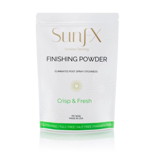 Powder, Scent Drops and brush for spray tanning and self tanning