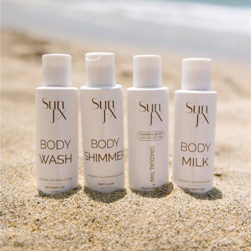 SUnFX Travel Pack. The perfect self tanning travel pack and skin care. Great beauty gift for every holiday.