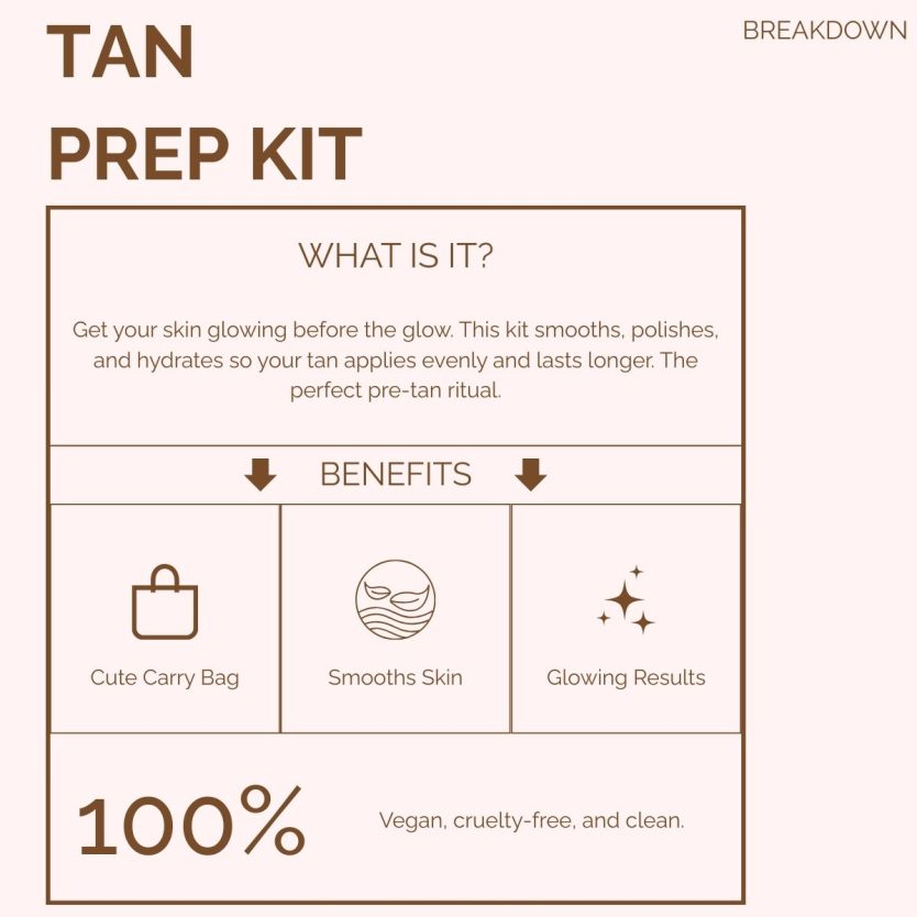 Tanning prep kit tanning after care kit Travel pack self care body products for traveling and a cute gift