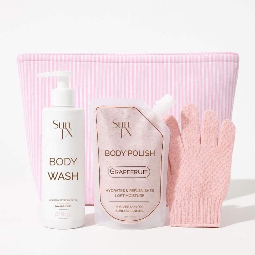 Tanning prep care kit perfect for prepping skin for sunless tanning spray tan self tan